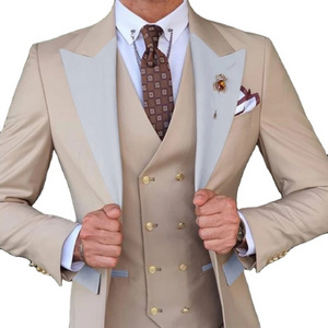 2023 Autumn men's worsted suit  independent station new men three-piece tuxedo bridegroom best man wedding suit