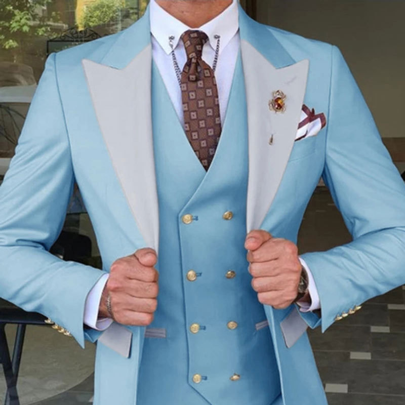 2023 Autumn men's worsted suit  independent station new men three-piece tuxedo bridegroom best man wedding suit