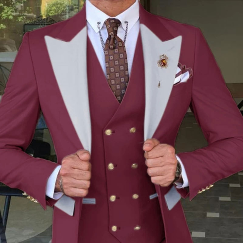 2023 Autumn men's worsted suit  independent station new men three-piece tuxedo bridegroom best man wedding suit