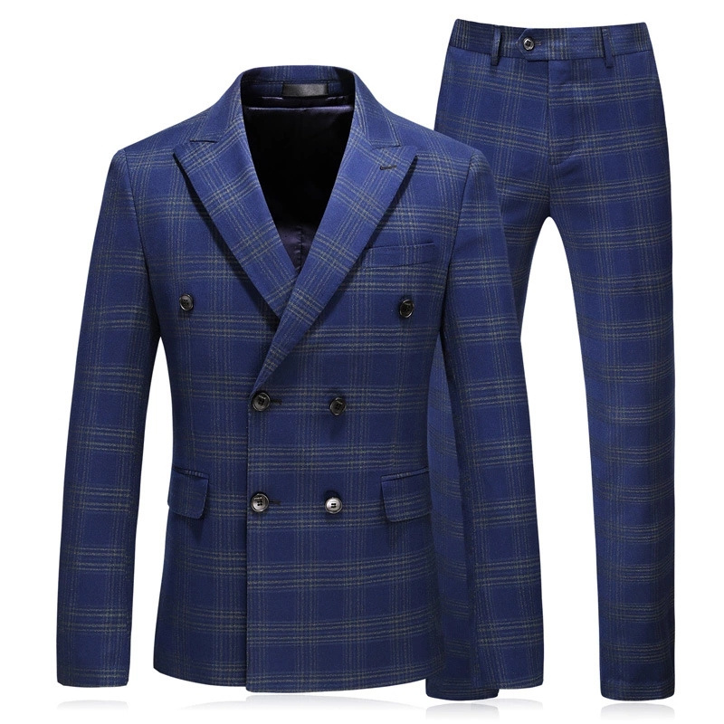 3 Pcs Male Formal Business Plaids Suit For Men's Fashion Boutique Plaid Wedding Dress Suit