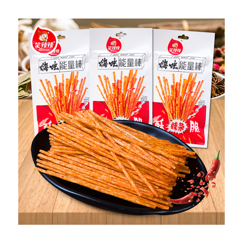 Hot selling wholesale exotic snack latiao Hi eat energy bars spicy strips mala chinese food