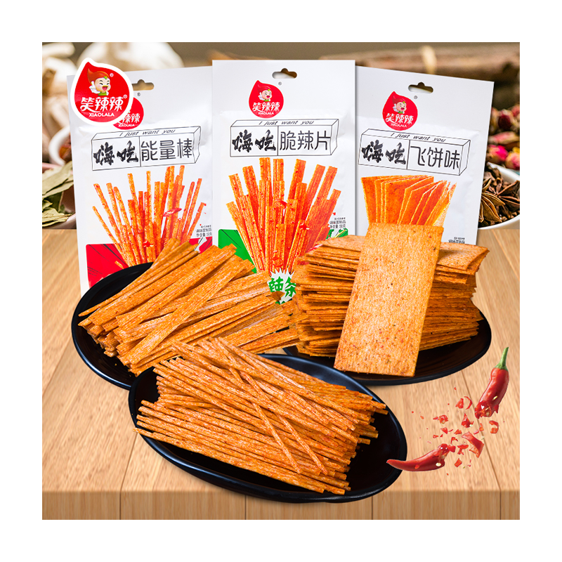 Hot selling wholesale exotic snack latiao Hi eat energy bars spicy strips mala chinese food