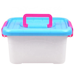 Plastic manufacturers storage bins clear eco-friendly material storage box organizer with lids and handle