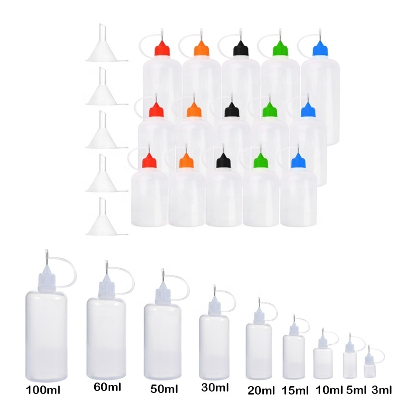 3-100ML Needle Tip Glue Applicator Bottle With funnel for Paper Quilling DIY Scrapbooking Paper Craft Tool