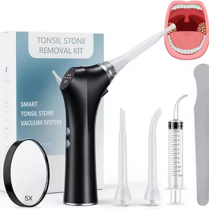 Tonsil Stone Vacuum Electric Tonsil Stone Remover Kit with LED Light 3 Suction Mode Magnifying Mirror for Tonsil Stone Removal