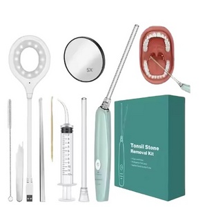 Vacuum Electronic Tonsil Stone Removal Kit Instant Suction Tool Oral Irrigator Syringe Tongue Depressor 5X Magnifying remover