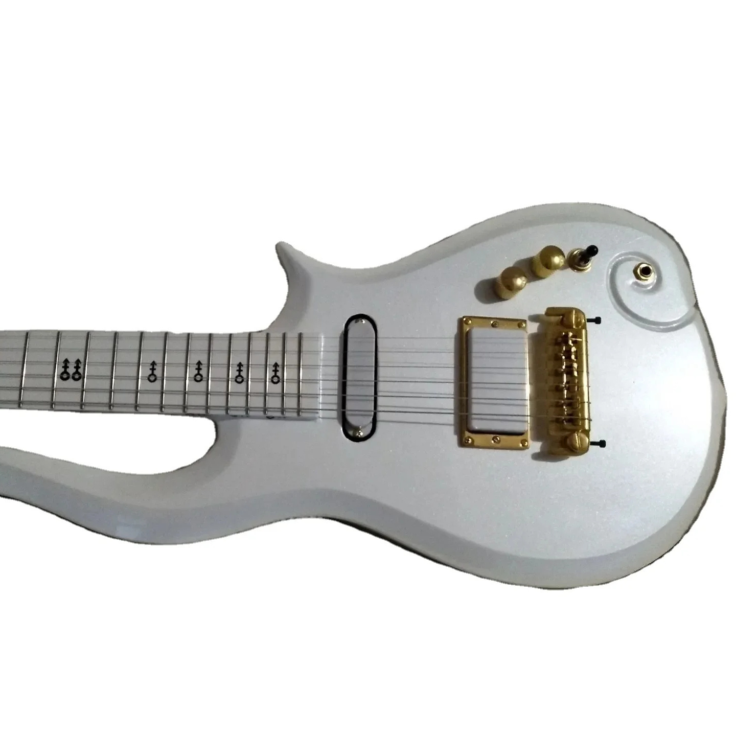 Super Rare Prince Cloud White Electric Guitar Alder Body, Maple Neck, Wrap Around Bridge, Deluxe Purple Croco Leather Hardcase