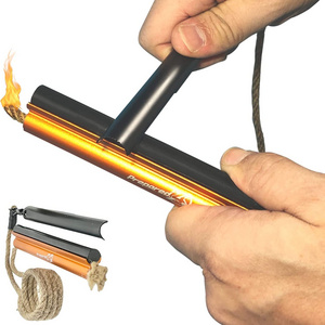 Waterproof Magnesium Ferro Rod Fire Starter Survival Tool W/jumbo Tinder Rope For Campfires Hiking Backpacking