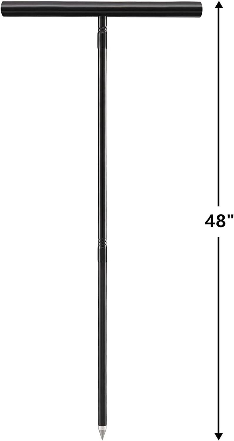 Metal Soil Probe Rod - 0.45dia Steel Septic Tank Probe Tool T Handle,32-48 Inch Adjustable For Locating Underground Pipe Gopher