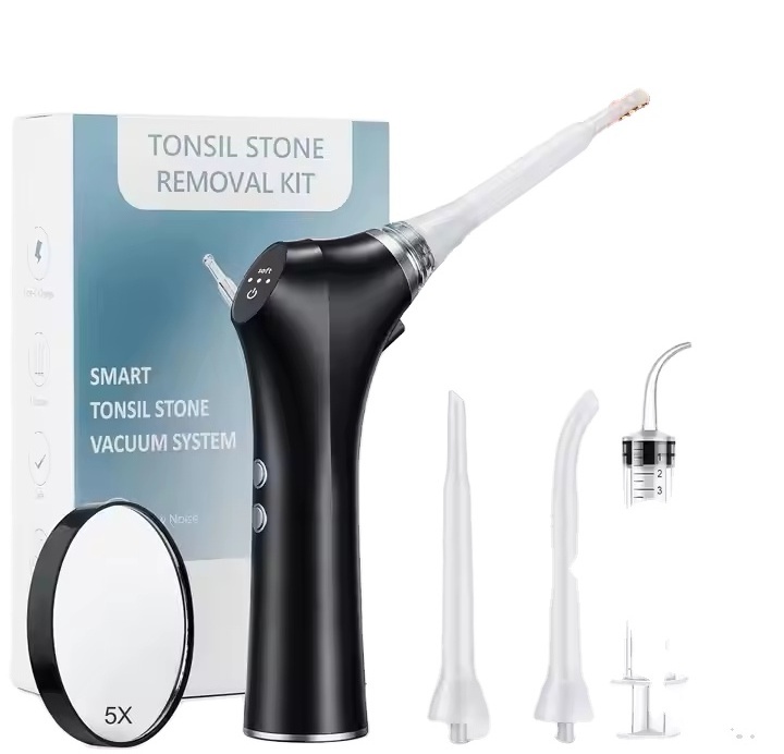 Tonsil Stone Vacuum Electric Tonsil Stone Remover Kit with LED Light 3 Suction Mode Magnifying Mirror for Tonsil Stone Removal