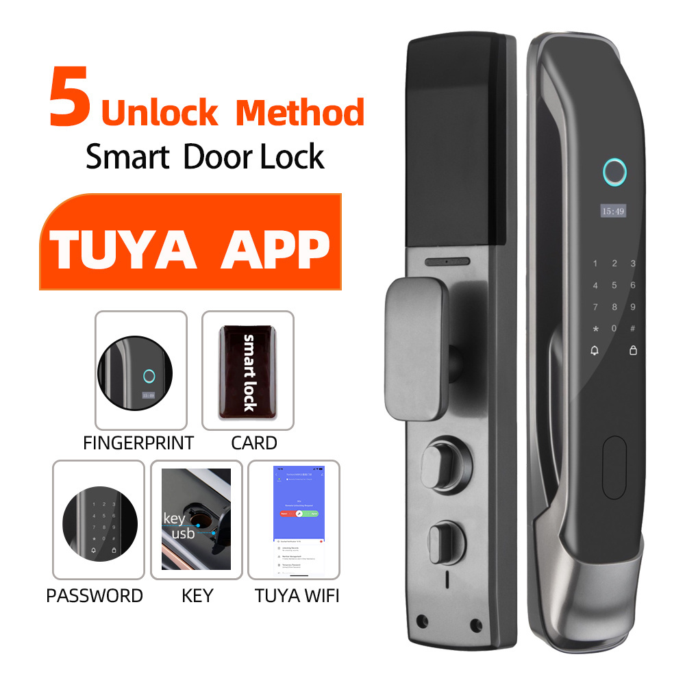 Top Selling TUYA Remote Unlock Fingerprint Smart Door Locks Digital Wifi Lock Keyless Digital Biometric Smart Lock