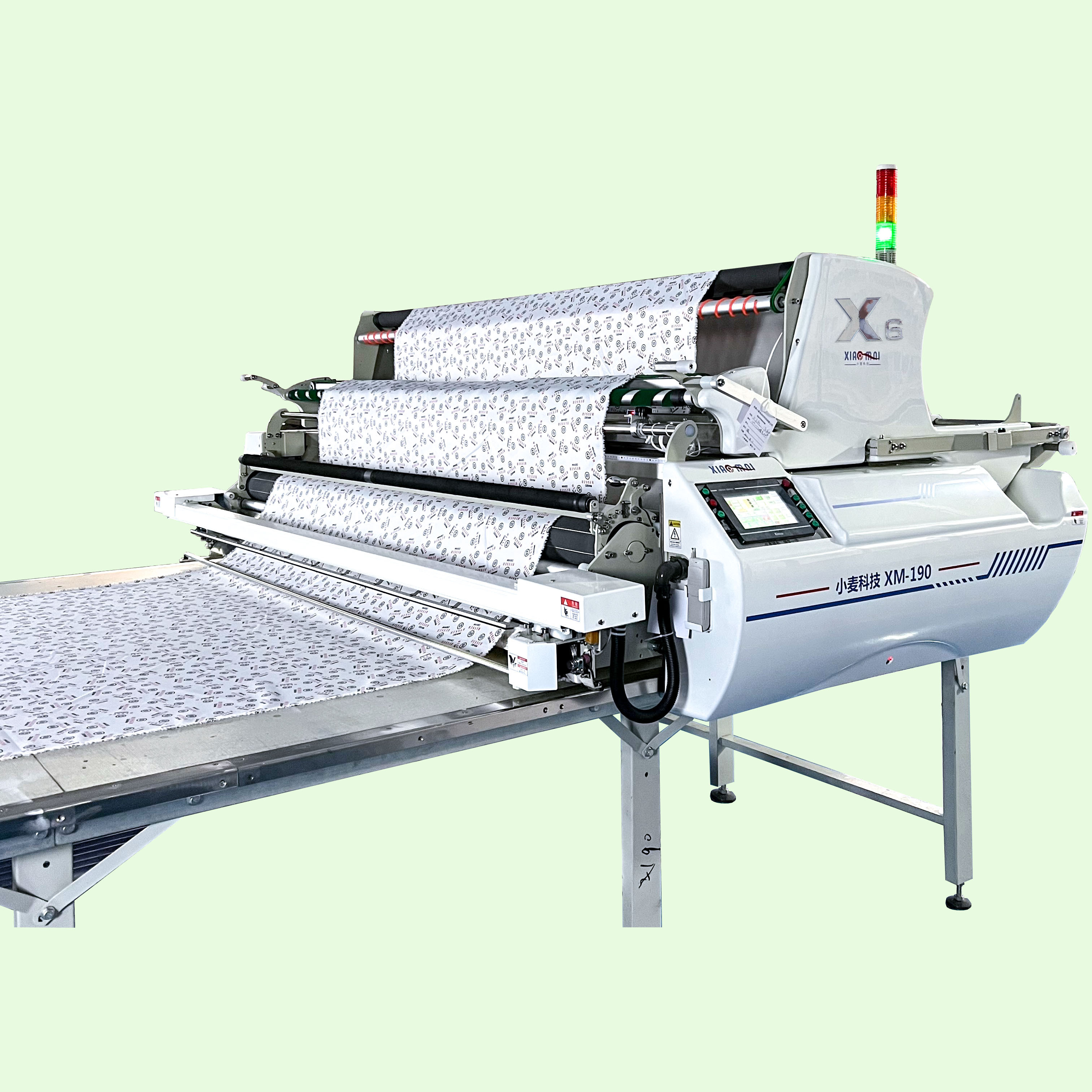 Xiaomai cloth spreading machine  Big Hopper for Large Roll fabric spreading machine for sale