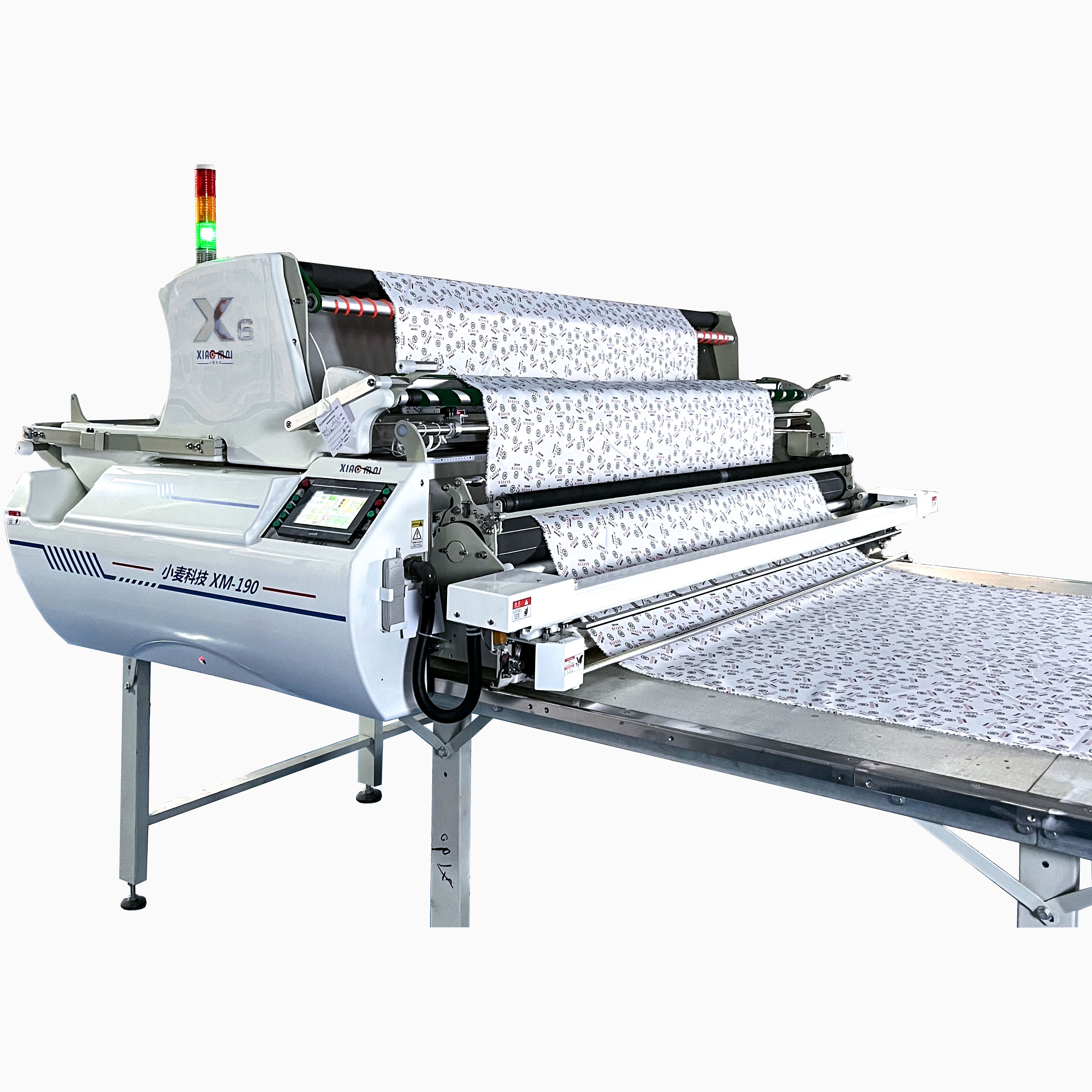 Xiaomai cloth spreading machine  Big Hopper for Large Roll fabric spreading machine for sale