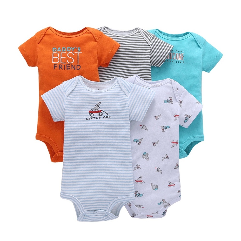 Custom Organic Printing Summer Suit Clothes Girls' Boys' Baby Romper Sets 100% Cotton Infant Jumpsuit Newborn Clothing Pajama