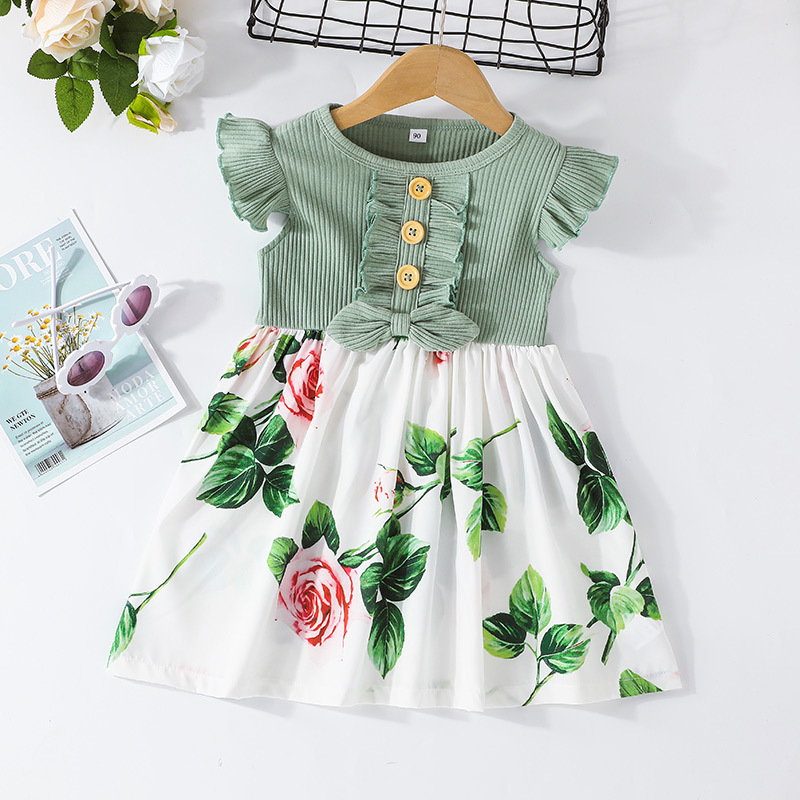 Dress For Kids Children 1-6 Years old Baby Clothing Short Sleeve Formal Party Princess Flower Girls' Dresses