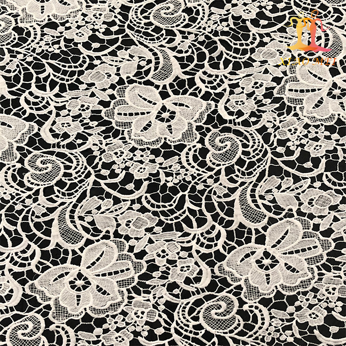 New style 100% Polyester fancy embroidery lace fabric XM-WL0017