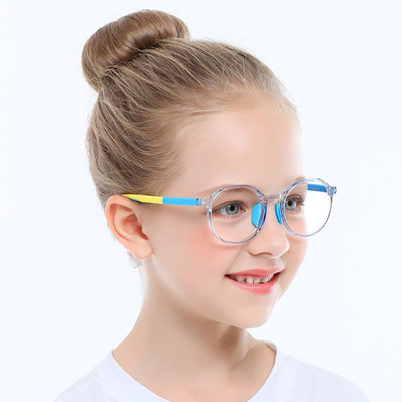 TR90 Round Anti Blue Light Kids Glasses 2024 Silicone Flexible Optical Frame Boys Girls Computer Transparent Blocking Eyeglasses