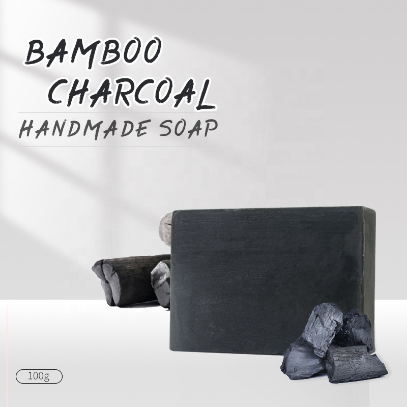 OEM Vegan Natural Herbal Essential Black Bamboo Charcoal Acne Oil Handmade Soap skin Remove Skin Deep Cleansing Whitening soap