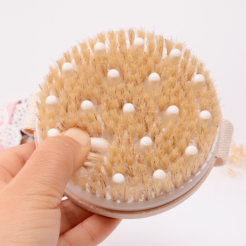 Natural Bristle Soft Wet Dry Skin Body SPA Brush Bath Massager Home Dry Wet Back Shower Brushes Exfoliating Bathing Brush