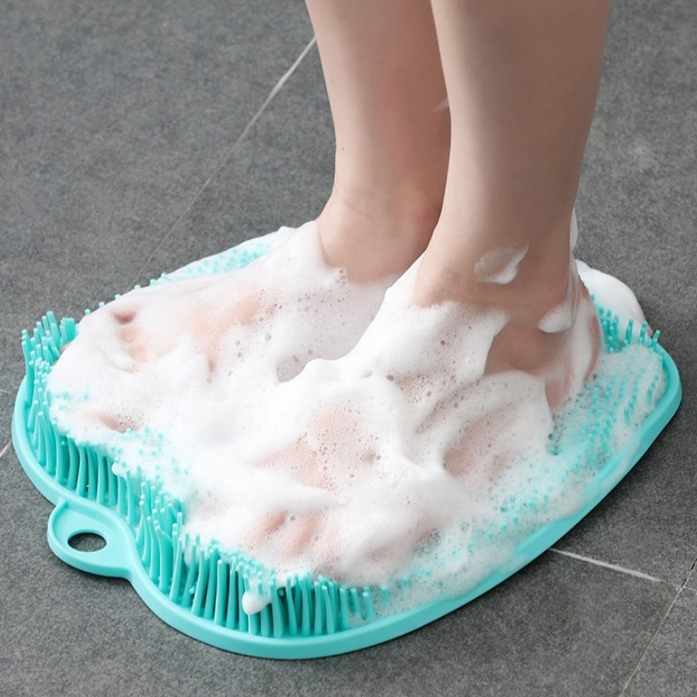 Foot Massage Shower Footpad Silicone Bath Massage scrub Cushion Brush Anti-slip for Lazy Wash Feet Clean Dead Skin Bathroom