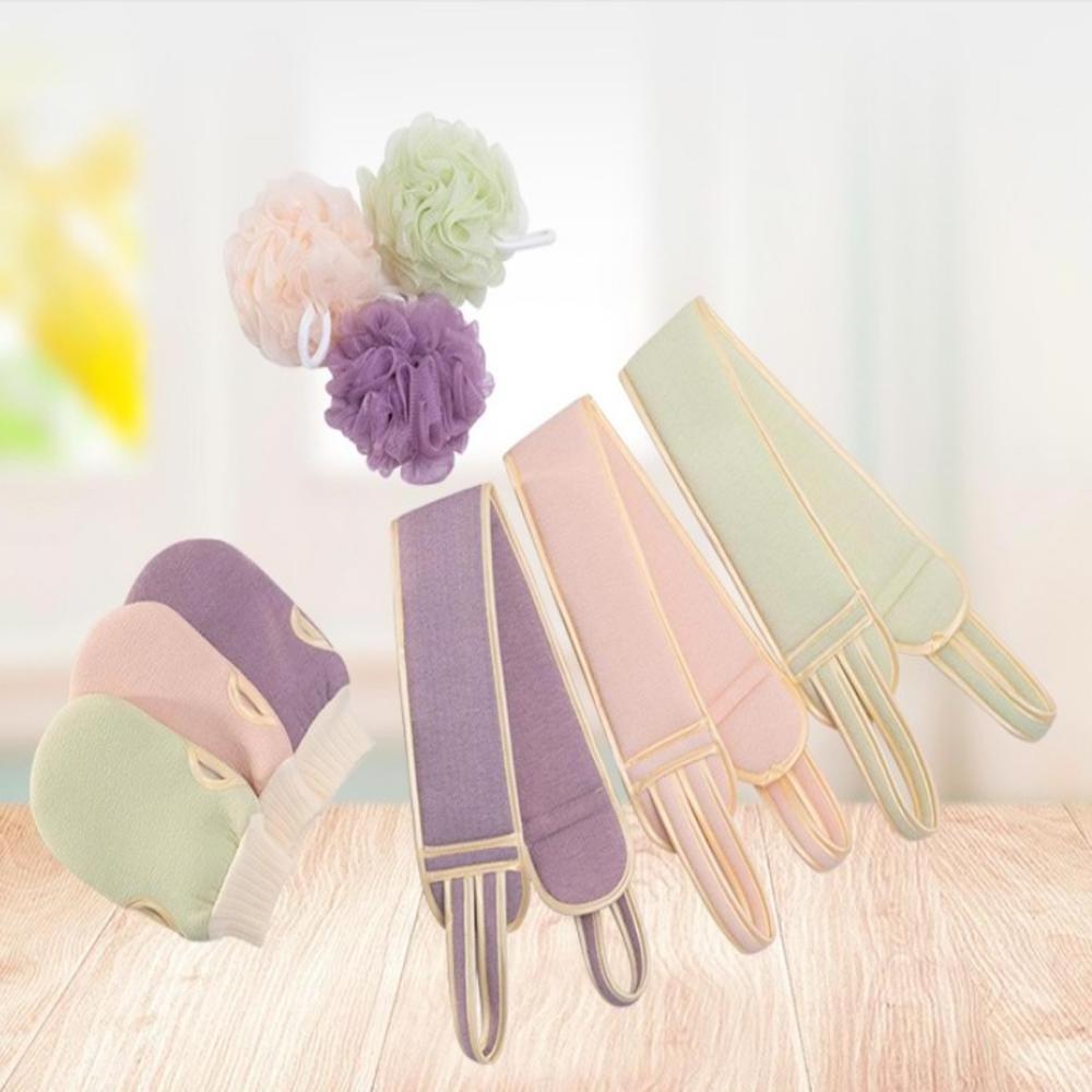 3pcs/set Body Cleaning Washcloth Soft Brush Home Hotel Bathroom Shower Ball Back Scrubber Set Exfoliating Skin Towel Bath Gloves