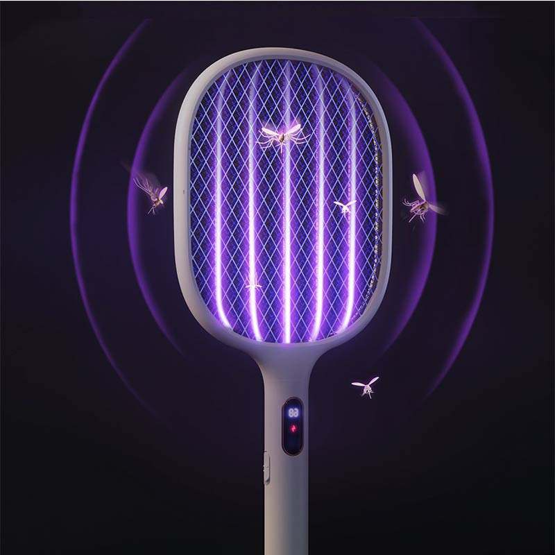 xiaomi youpin Qualitell Wholesale USB Rechargeable LED Mosquito Bat Racket 3 Layer Safety Net Electric Mosquito Swatter