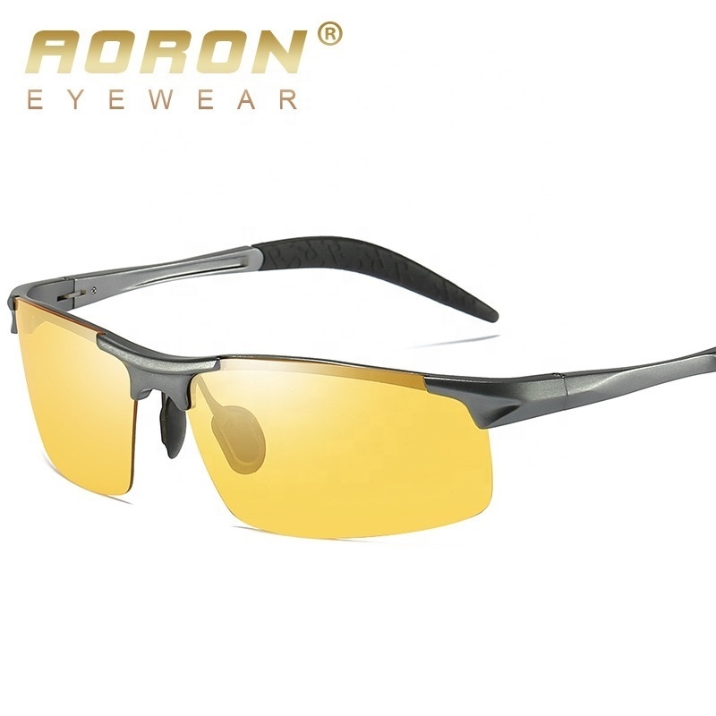 AORON Polarized Sunglasses Men Aluminum Magnesium Frame Sport Sun Glasses Night Vision Driving Glasses