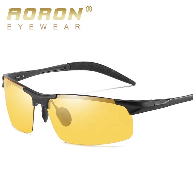 AORON Polarized Sunglasses Men Aluminum Magnesium Frame Sport Sun Glasses Night Vision Driving Glasses