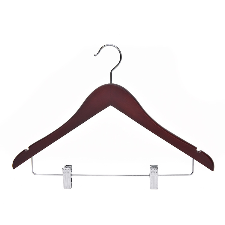 Factory Price Basic Wooden Hangers Laundry Customized Adult Clothes Wood Hanger With Metal Hook