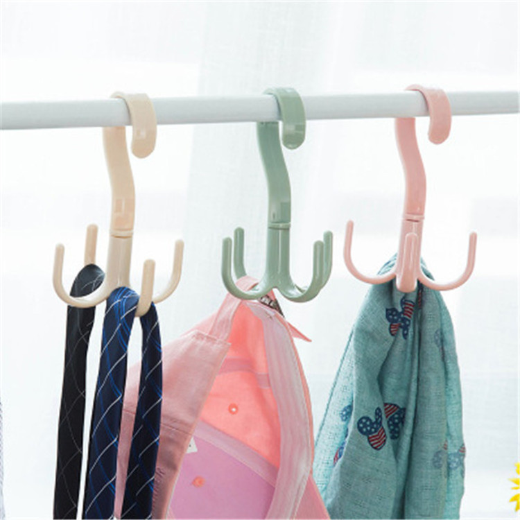 Coat Hooks Wall Mounted Plastic Shoe Lace Hooks Rotated Hanger Bag Organizer Shoes Belt Scarf Hanging Rack