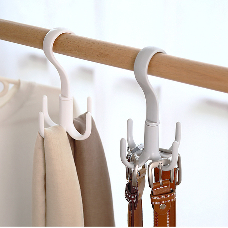 Coat Hooks Wall Mounted Plastic Shoe Lace Hooks Rotated Hanger Bag Organizer Shoes Belt Scarf Hanging Rack