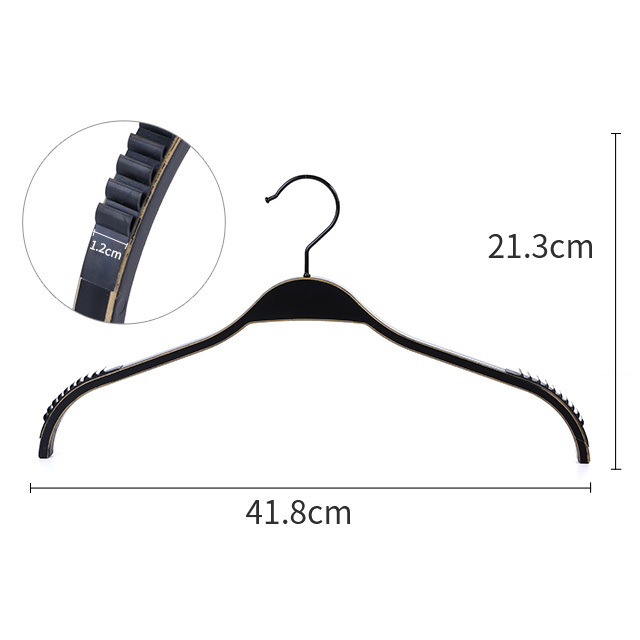 High-End Non-Slip ZARA Style Plastic Coat Rack Hangers Black Gold Trim Custom Logo Space-Saving Wardrobe Bathroom Clothes Rack