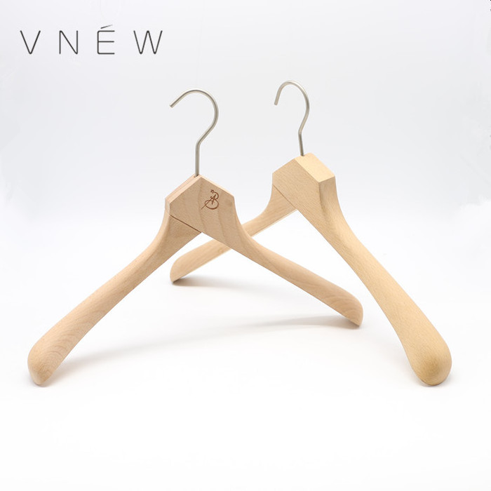 High quality hanger custom luxury branded garment beech wood coat clothing hangers