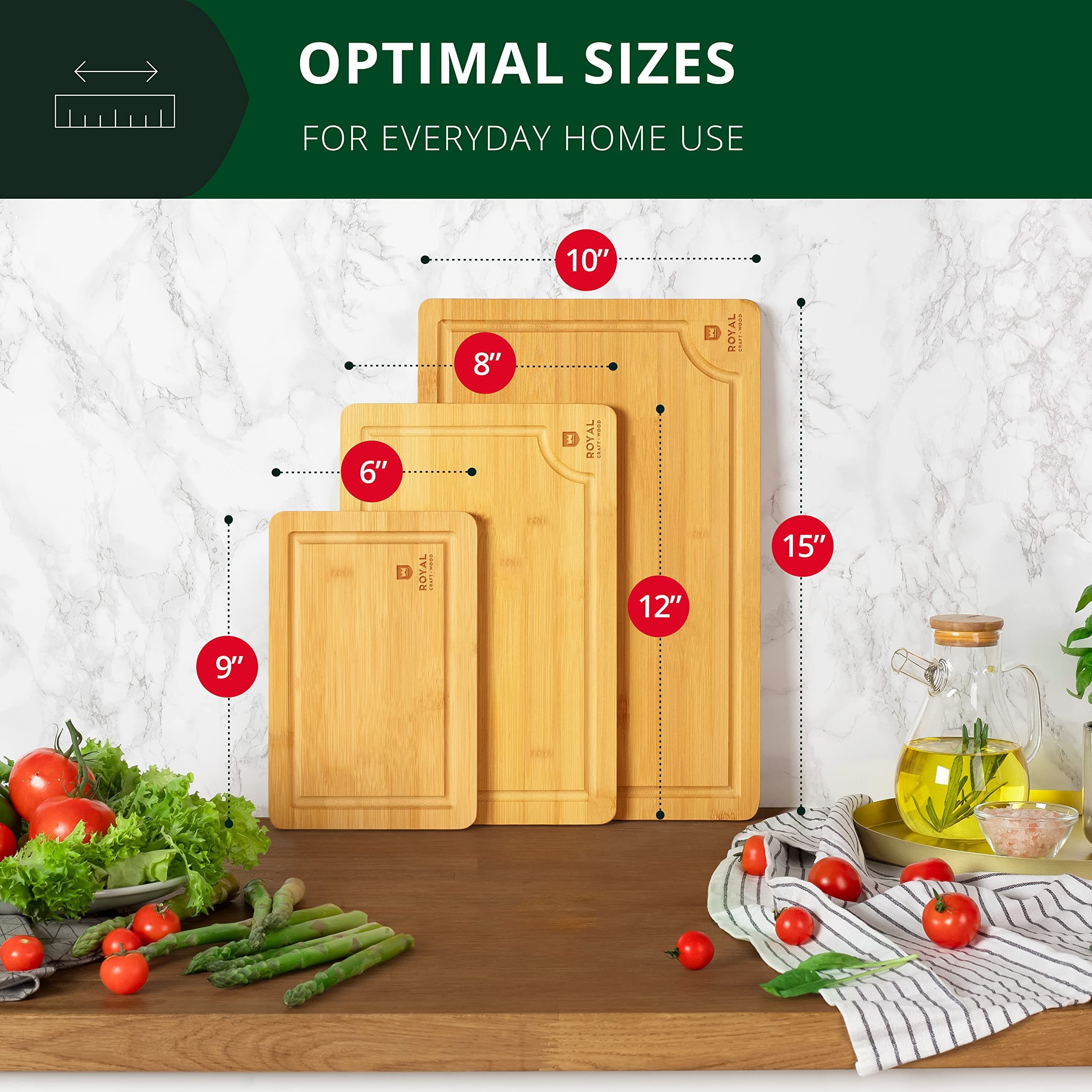 Hot sales large kitchen 3 pcs wooden chopping board set bamboo chopping blocks organic wood bamboo cutting board