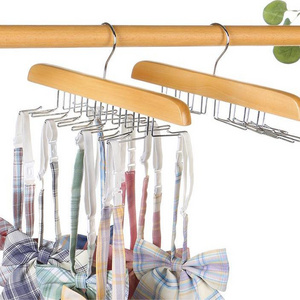 Wooden Tie Scarf Belt Hanger & Rack Tie Storage Organiser Holder 16 Hooks Removable