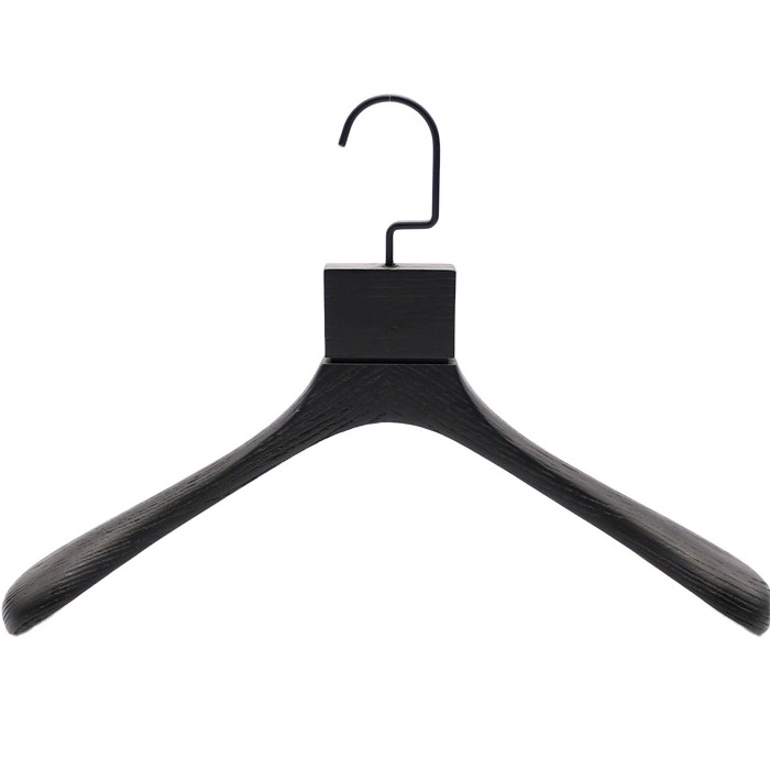 Custom With Logo Luxury Hanger Ash Wood Black Suit Hangers Coat Wooden Hanger For Clothes