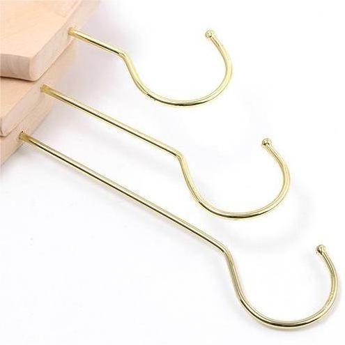 Golden Flat Hooks Hanger Accessories Metal Hooks Chrome Gold Brass Hook for Wooden Hanger