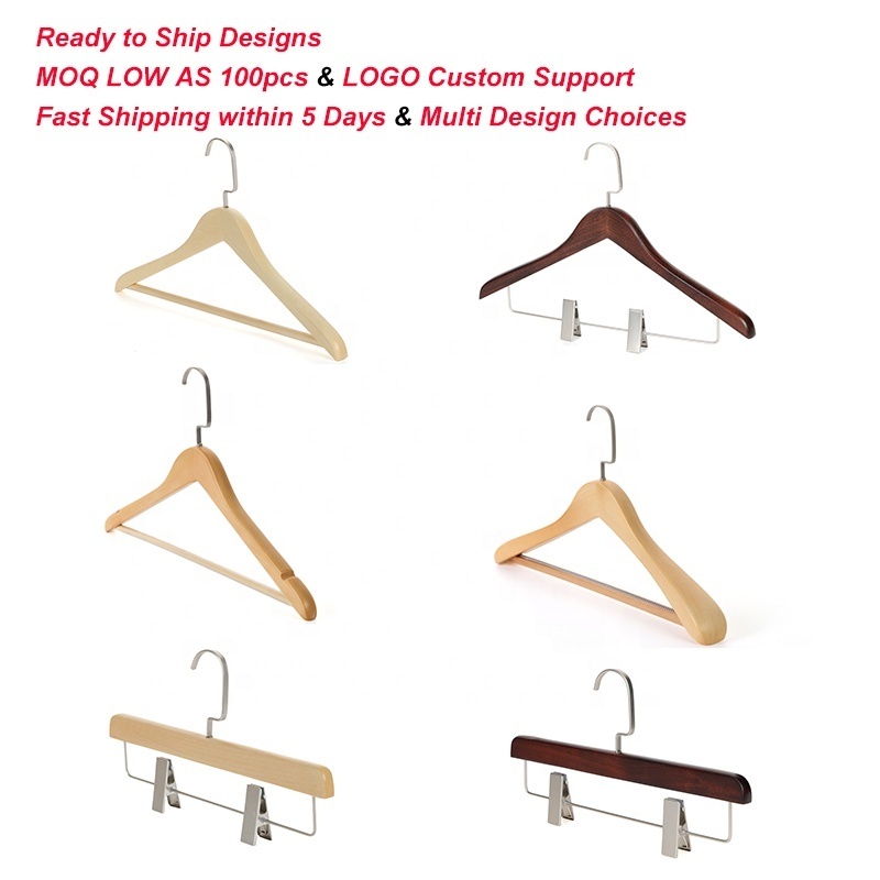 Low MOQ Custom Logo Sample Free coat clothing Custom wooden hangers for clothes