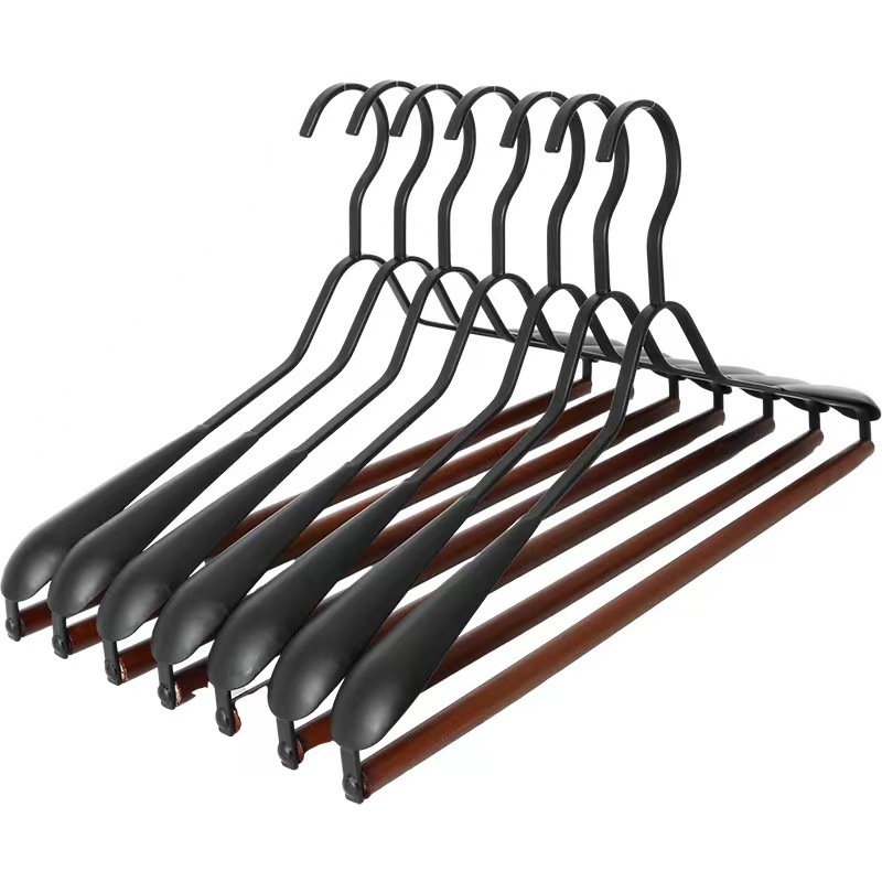 Vintage Modern Iron Wrought Wide Shoulder Metal Wooden Coat Clothes Hangers for Practical and Elegant Wardrobe Organization