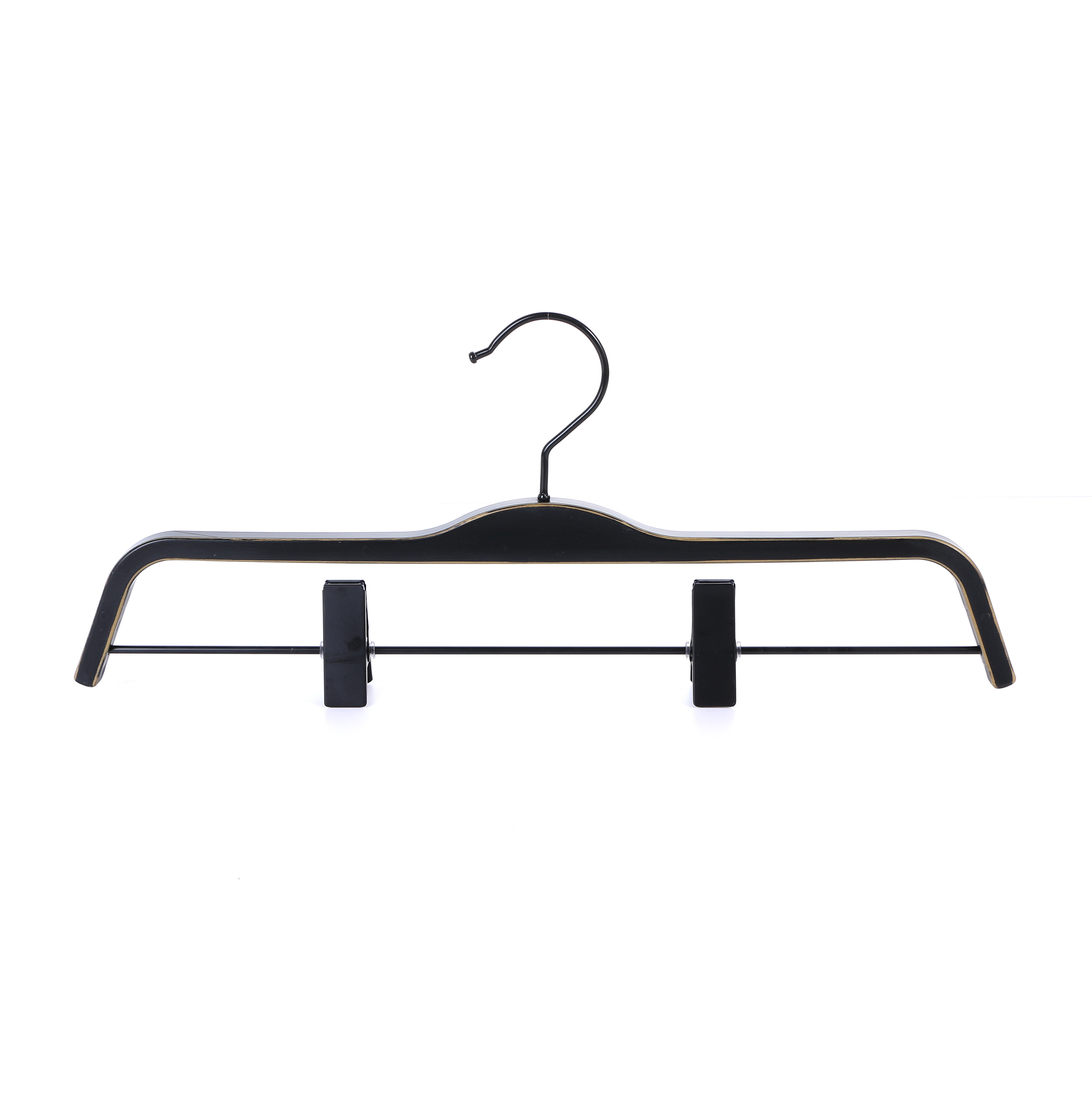 High-End Non-Slip ZARA Style Plastic Pants Rack Hangers Black Gold Trim Custom Logo Space-Saving Wardrobe Bathroom Clothes Rack