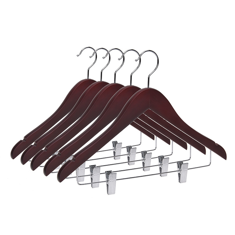 Factory Price Basic Wooden Hangers Laundry Customized Adult Clothes Wood Hanger With Metal Hook