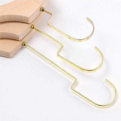 Golden Flat Hooks Hanger Accessories Metal Hooks Chrome Gold Brass Hook for Wooden Hanger