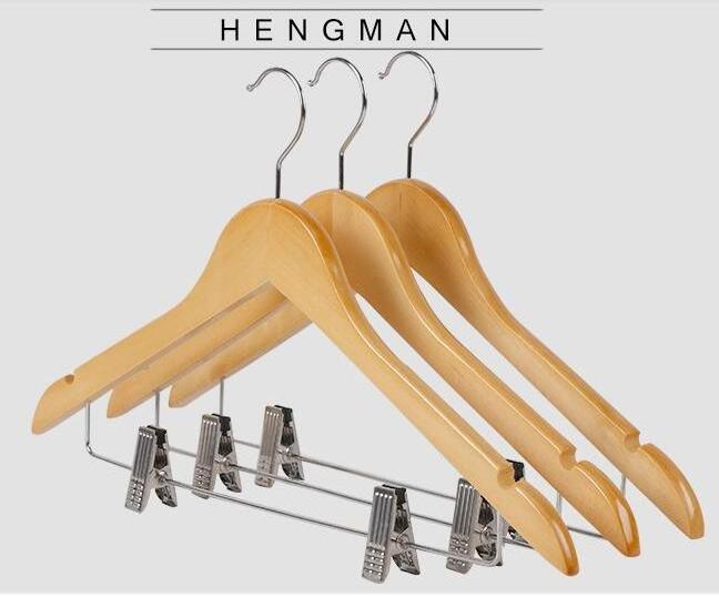 Factory Price Basic Wooden Hangers Laundry Customized Adult Clothes Wood Hanger With Metal Hook