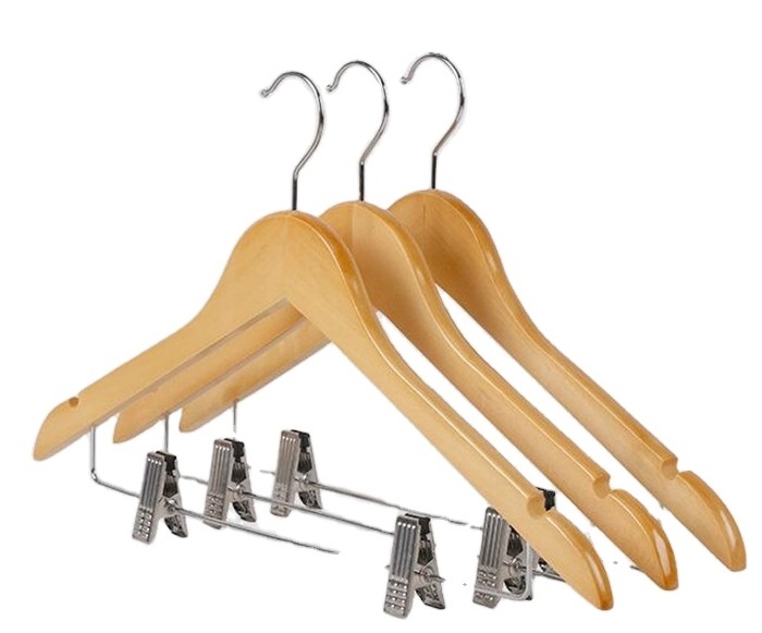 Factory Price Basic Wooden Hangers Laundry Customized Adult Clothes Wood Hanger With Metal Hook