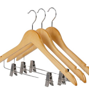 Factory Price Basic Wooden Hangers Laundry Customized Adult Clothes Wood Hanger With Metal Hook