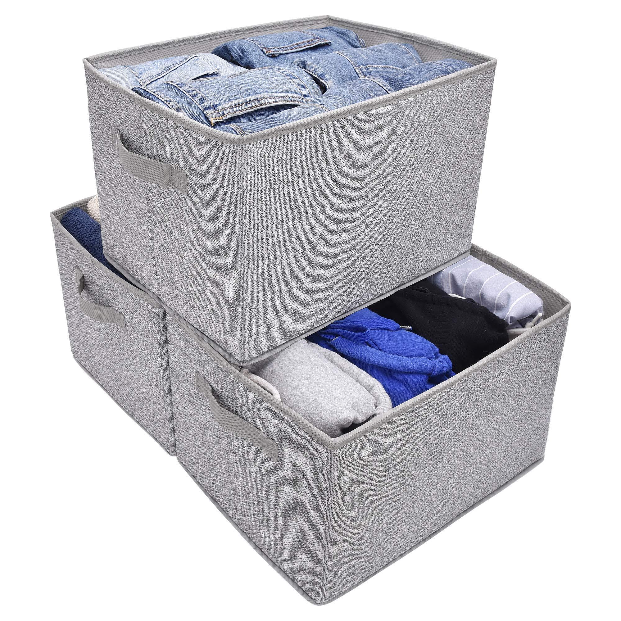 Storage Bins for Closet with Lids and Handles Rectangle Storage Box Fabric Storage Baskets Containers