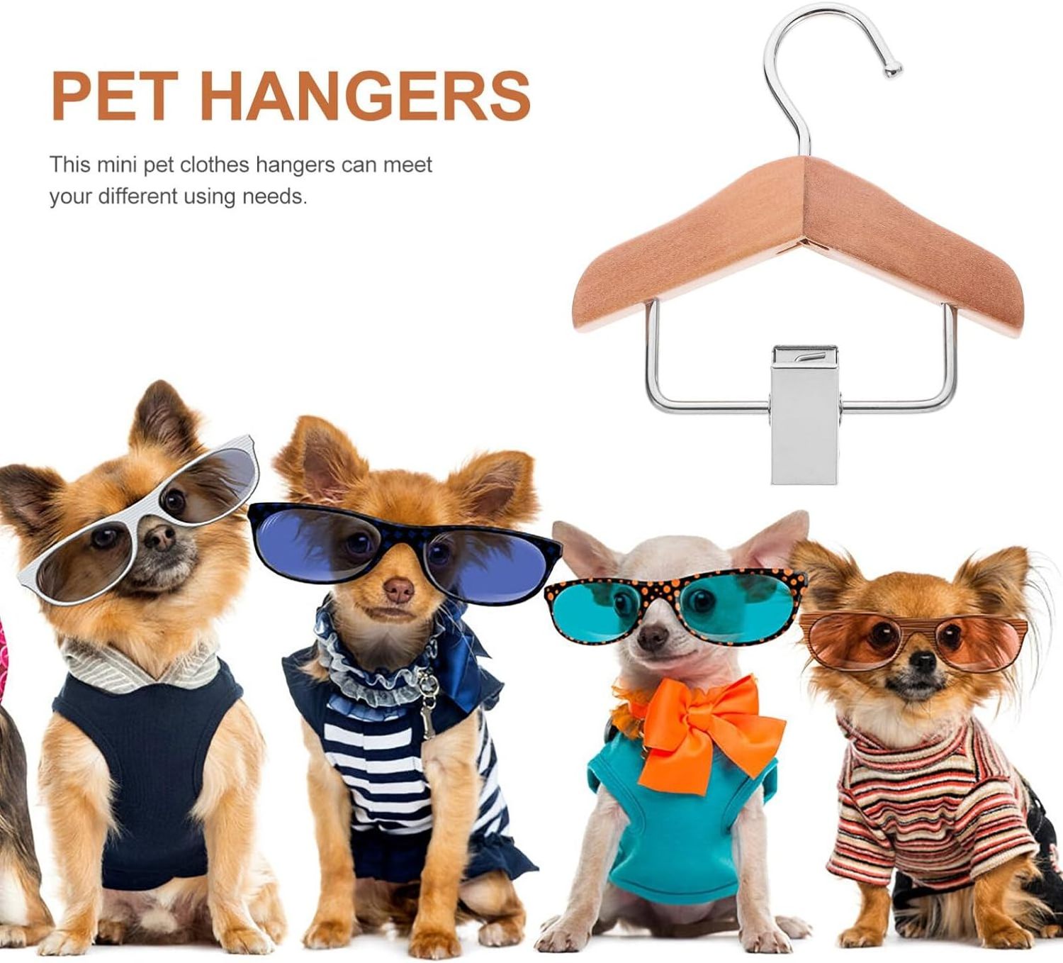 Wholesale Pet Clothing Racks Ideal Wardrobe Organizers for Dogs Teddy Bears Yorkies Cats Mini Pet Wood Hanger With Clip