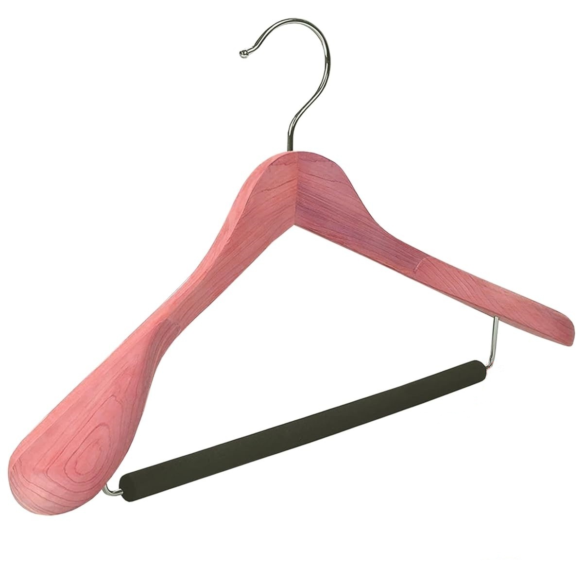 BSCI Manufacturer Luxury Natural Red Cedar Wood Hangers Wooden Clothes Hanger With Non Slip Velvet Bar