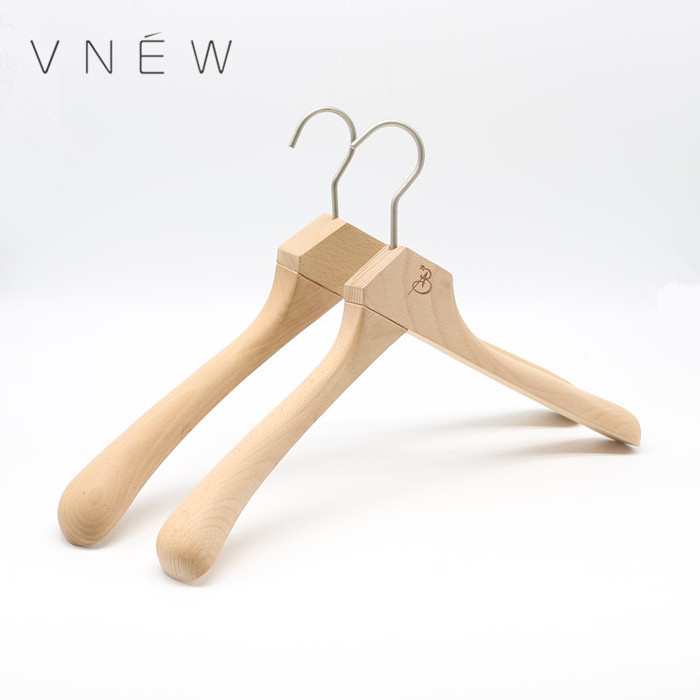 High quality hanger custom luxury branded garment beech wood coat clothing hangers