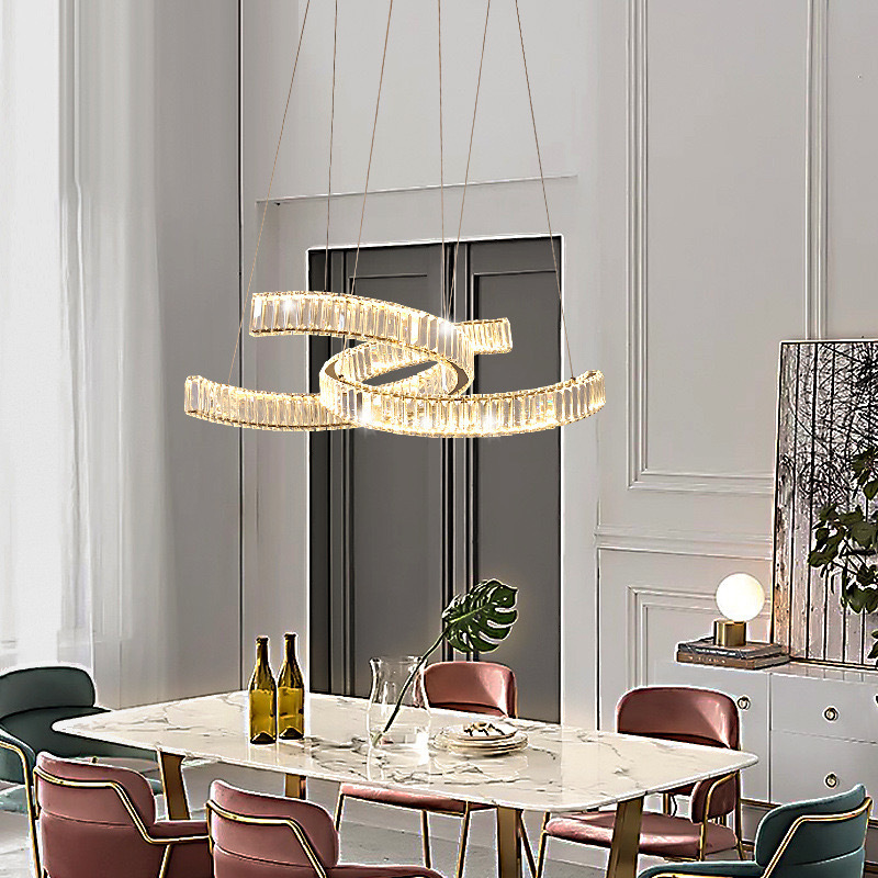 Luxury led dimmable Chandelier Stainless Steel chandelier Restaurant Dining Room Modern gold k9 crystal chandelier